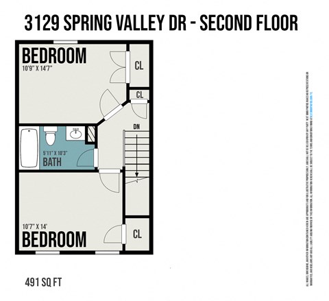 floor plan of the second floor of a bedroom floor plan for a roommates apartment